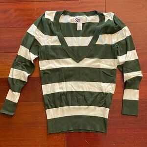 Y2K Fashion  - Green and White Striped Sweater